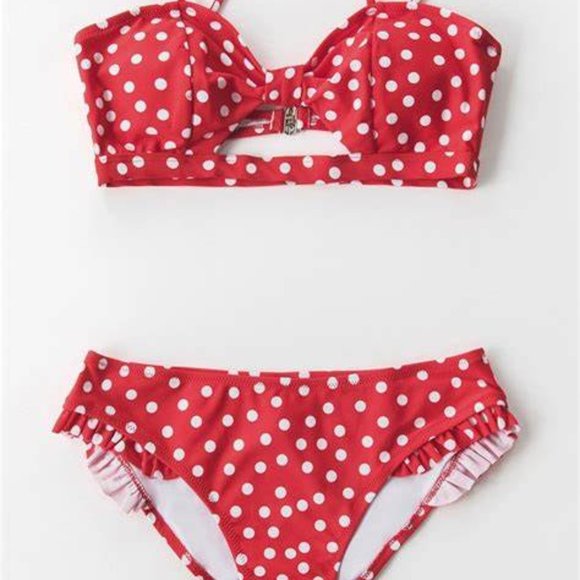 Cupshe Red Polka Dot Bikini - Size M - Picture 1 of 4